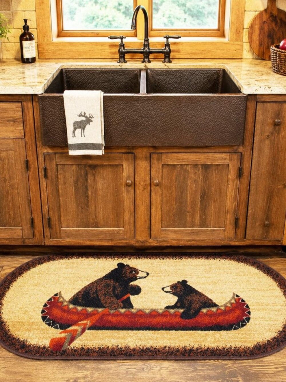 Cozy Cabin CC10449 Bear Canoe Rug 20"x44" Brown